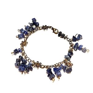 Antique Bronze Sodalite Gemstone Chip Bracelet